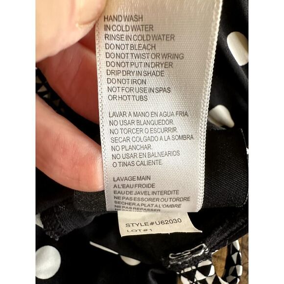 COCO REEF Women's Contrast Polka Dot Geometric Tankini Swim Top Black Size 32D - Picture 11 of 12